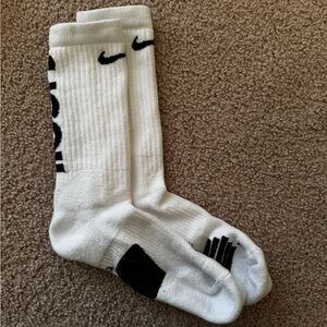 Used Nike Elite Hoops Crew Basketball Socks White Men Size Large 8-12